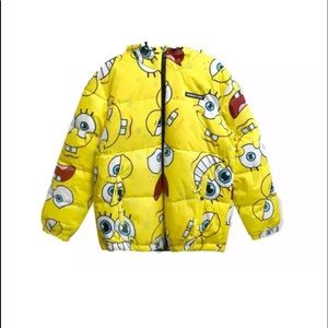 ⭐️FOUND⭐️Members Only X Nickelodeon SpongeBob Yellow Full Zip Puffer Jacket
